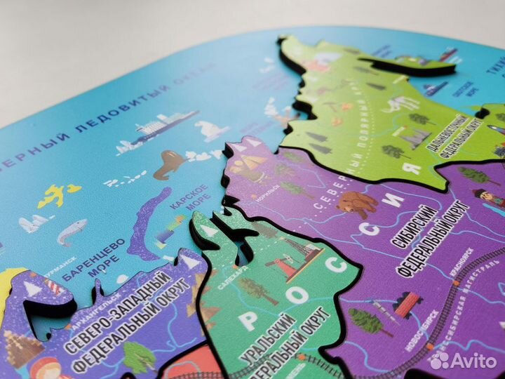 Деревянный пазл карта мира Октябрьский