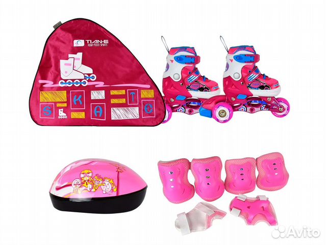 Коньки роликовые с защитой и шлемом Tean TE-205