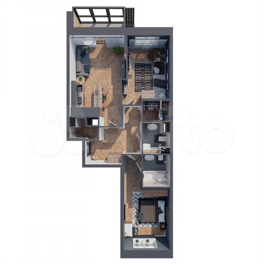 2-к. квартира, 70,5 м², 6/25 эт.