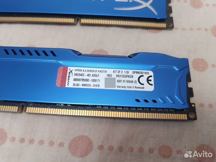 Kingston fury HyperX 8гб (2х4) DDR3. Комплект