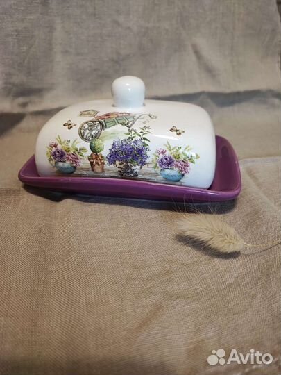 Масленка керамическая лавандовая Прованс