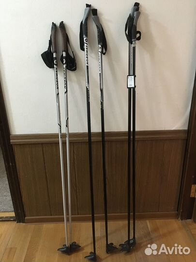 Лыжи беговые fisher+ 3 пары палок и ботинки, торг