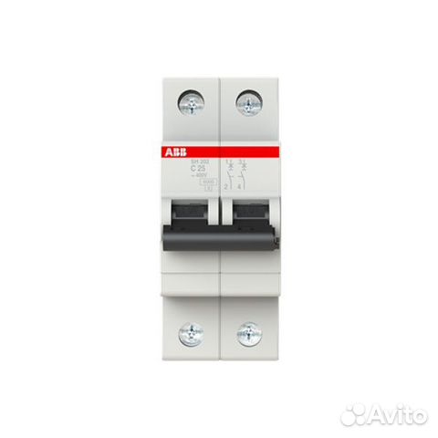 Автоматический выключатель ABB SH202 2P, 25А, C, 6кА