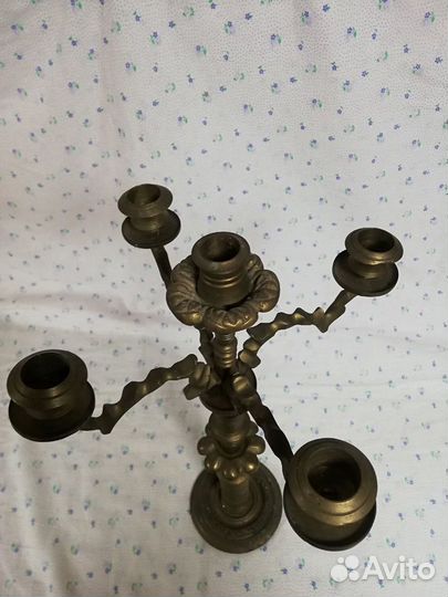 Большой подсвечник канделябр из бронзы