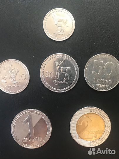 Набор монет грузии - от 5 тетри до 2 лари