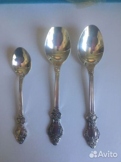 Набор чайные и кофейные ложки мнц посеребреные нов