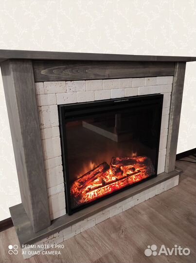 Камин электрический в портале натуральное дерево