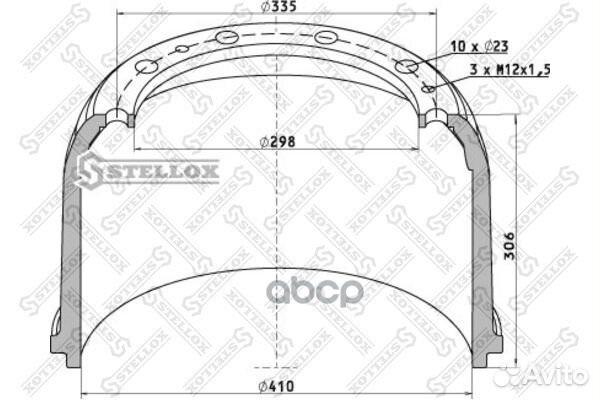8500032SX торм.барабан задн.410x220/238 H306 d