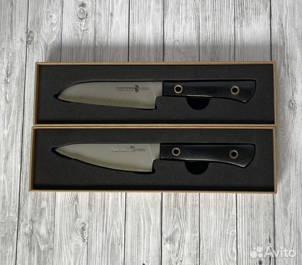 Набор дамасских ножей Шеф и Сантоку