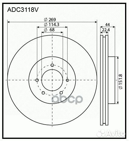Диск тормозной перед ADC3118V allied nippon