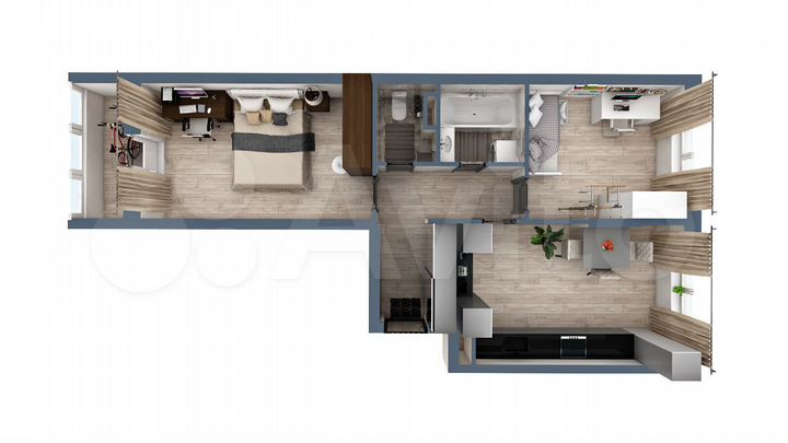 2-к. квартира, 59 м², 13/17 эт.