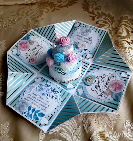 Свадебная коробочка с тортиком ручной работы
