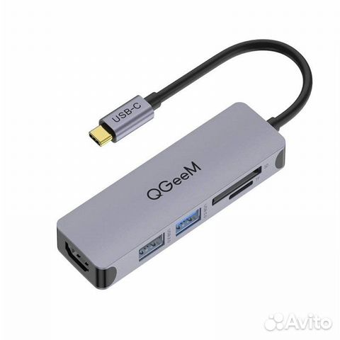 USB Хаб Type-C 5в1 на MacBook qgeem серый космос