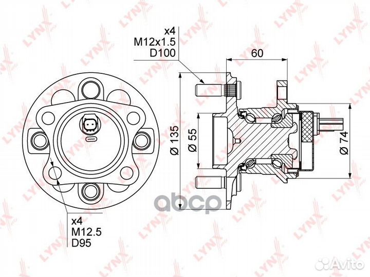 Ступица колеса зад прав/лев WH1106 lynxauto