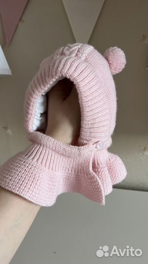 Зимняя шапка шлем для девочки Журавлик 40-42 см