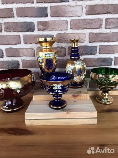 Конфетницы, фруктовницы Богемия смальта Чехословак