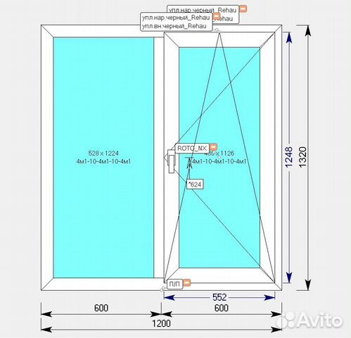 Пластиковое окно Rehau 1200 х1320