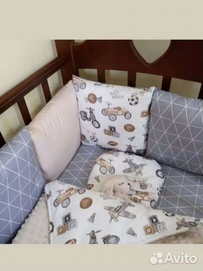 Бортики.Простынь.Подушка.Кокон.Плед.Бант.Комфортер