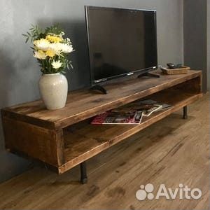 Тумба под телевизор лофт. из массива,подвесная