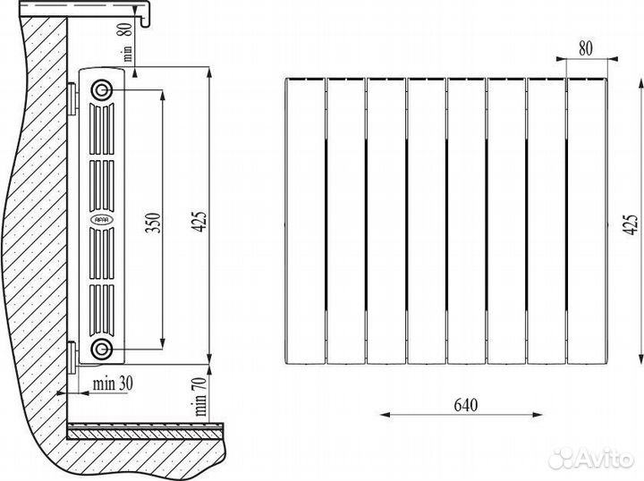 Радиатор биметаллический Rifar supremo 350 8 секци