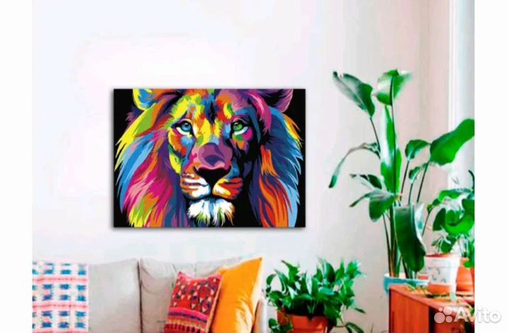 Радужный лев- 3D картина алмазной обработки