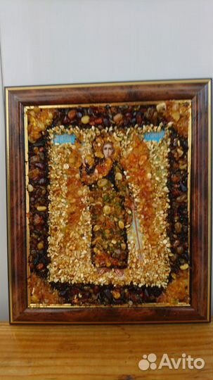 Икона с янтарной крошкой Ангел Хранитель