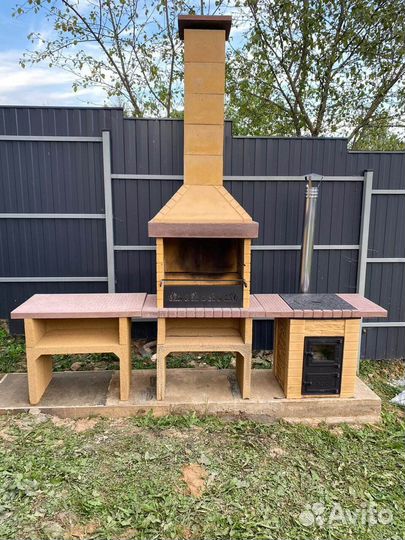 Мангал с печью и барбекю