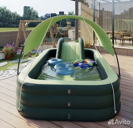 Надувной бассейн с горкой