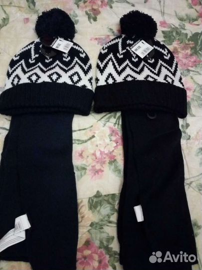 Шапка+шарф+перчатки новые