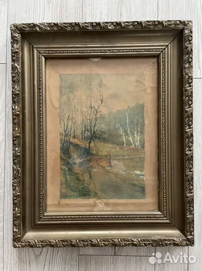 Картина. Старинная акварель. Пластов. А. 1947 год