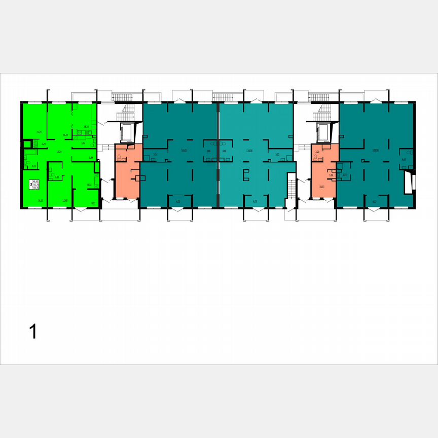 1-к. апартаменты, 50,9 м², 1/8 эт.