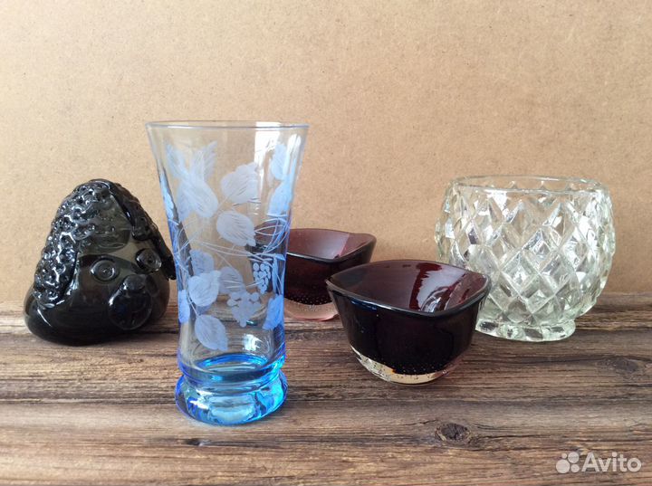 Вазочки цветное винтажные стекло