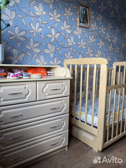 Кроватка+матрац+комод для пеленания