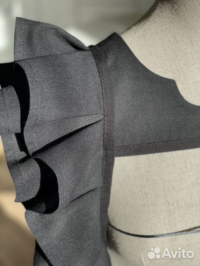 Манишка с воланами / Съемный воротник (чёрный лён)