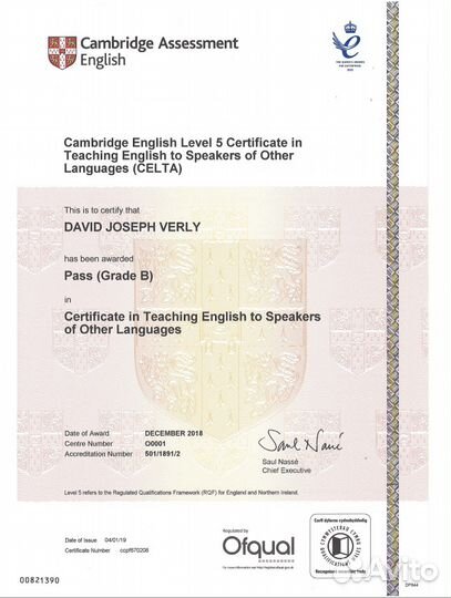 Английский с квалифицированным носителем языка