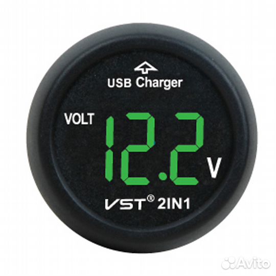Vst706v-4 авто вольтметр, зу зел.цифр