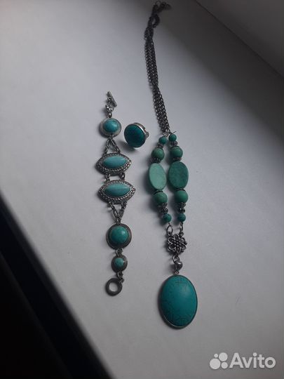 Ожерелье, браслет из бирюзы