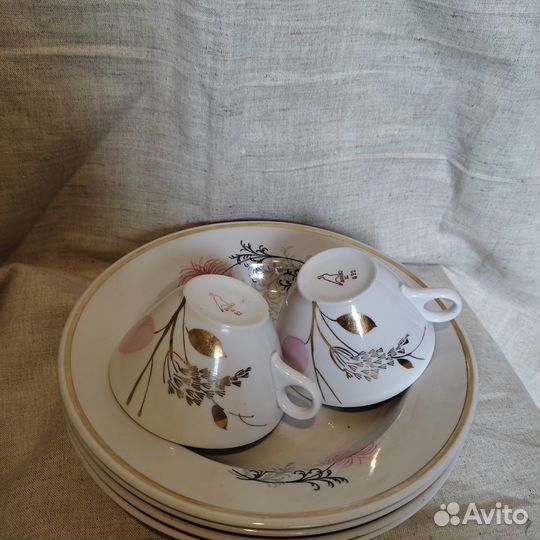 4 рижских тарелки для первого Пионы по