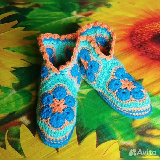Домашние тапочки вязаные