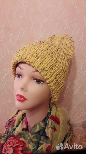 Шапка вязанная тыковка, молодежная, мужская, женс