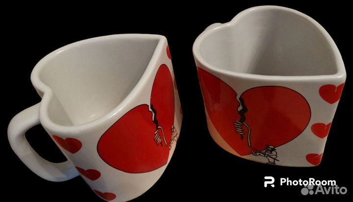 Кружки в форме сердца новые 2 шт