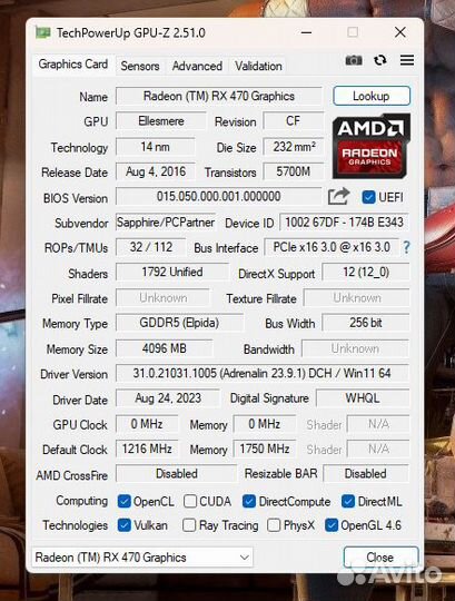 Sapphire Radeon rx 470 4gb