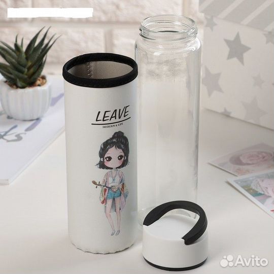 Детская Бутылка с ручкой,в чехле, 500 мл (стекло)