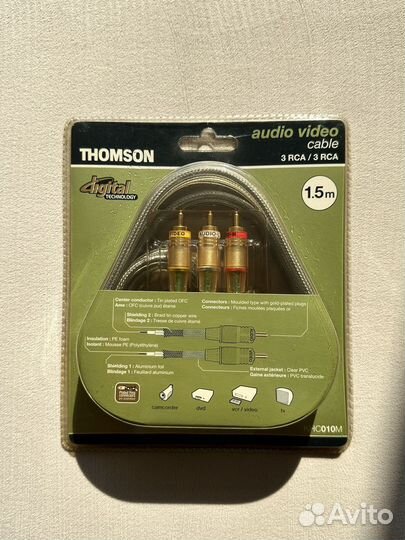 Аудио видео кабель thomson 3 RCA / 3 RCA