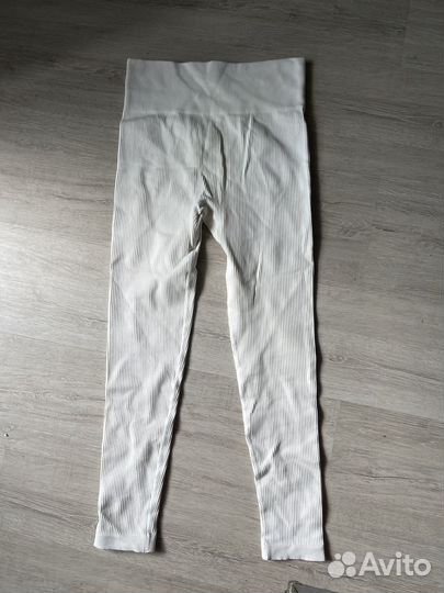 Лосины в рубчик белые м