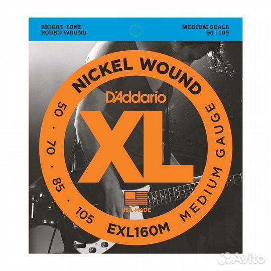 Новые Струны для бас гитары D'Addario EXL160M