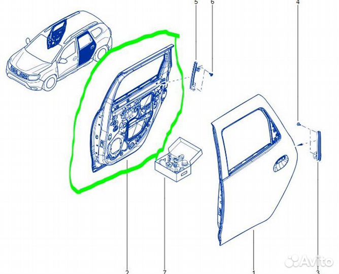 Дверь задняя правая Renault Duster F4RE410 2021