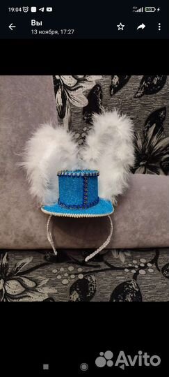 Ободок зайка в шляпе