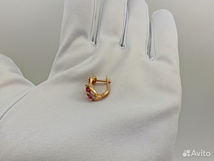 Золотые Серьги 585 пробы с бриллиантами. Рассрочка