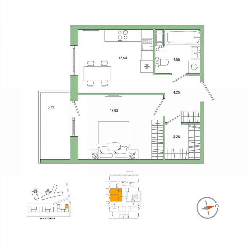 1-к. квартира, 40,3 м², 6/9 эт.